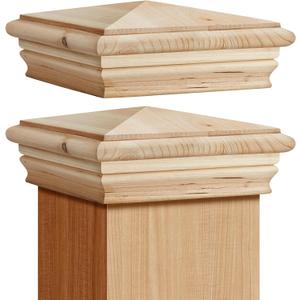 Geetery 2 Pcs 6 x 6 Inch (Actual 5.5'' x 5.5'') Wood Newel Post Cap Fence Post Cap for 5-5/8 Fence Topper Top Resistant Decking Caps for Outdoor Fences, Mailboxes and Decks (Cedar)