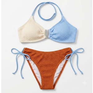 Blooming Jelly Womens Sexy 2 Piece Bikini Sets Cheeky High Cut Bathing Suit Color Block Textured U-Wire Swimsuits 2026, Smal