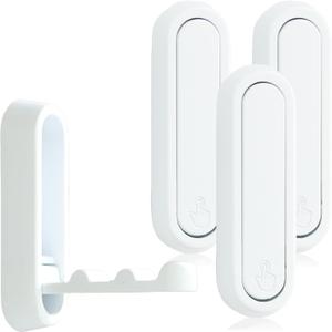 4PCS Folding Wall Hooks, Heavy Duty Metal Foldable Coat Hook Shower Hook, Space-Saving Elliptical Utility Hook for Hanging, Zinc Alloy Fold Up Hooks for Bathroom, Kitchen, Towels, Coats, Bags (White)