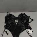 Avidlove Sexy Lingerie for Women Leather Teddy Lingerie Mesh Bodysuit Garter Belt, XL