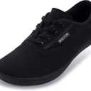 WHITIN Womens Canvas Minimalist Barefoot Sneakers Extra Wide Toe Box Zero Drop Sole Shoes Ladies Width Fit Minimus Exercise Flat Tenis Casual Jogging Walking Gym Comfort Female (Black, Women 7)