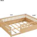 Bellemave Queen Floor Bed Frame with 21.4" High Fence, Solid Wood Queen Montessori Floor Bed for Kids, Low to Ground Full Enclosure Platform Beds, No Box Spring Needed, Natural