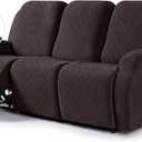 VANSOFY Recliner Sofa Covers, 3-Pieces Stretch Reclining Couch Covers with Pockets Reclining Couch Slipcovers 3 Seater Soft Washable Furniture Protector for Dogs Cats(Chocolate)
