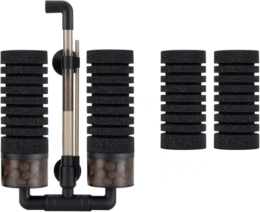 hygger Aquarium Double Sponge Filter for Fresh Water and Salt-Water Fish Tank (M) (Filter M (15-55 gallon))
