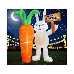 6FT Lighted Easter Inflatable Bunny - Blow Up Outdoor Decoration with Built-in LEDs for Lawn, Garden & Holiday Party Displays 2026