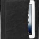 Leather Business Portfolio Padfolio Document Organizer with Writing Pad Resume Professional Interview Zipper Writing Notepad Folder for Men Women (Black)