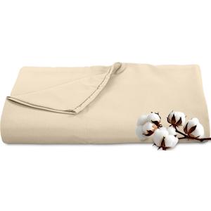 Royale Linens 300 Thread Count 100% Long Staple Combed Cotton Flat Sheet - Super Soft - Top Sheets - King Flat Sheet Sold Separately - Breathable, Cool & Crisp Percale Sheets Only (King, Cream)