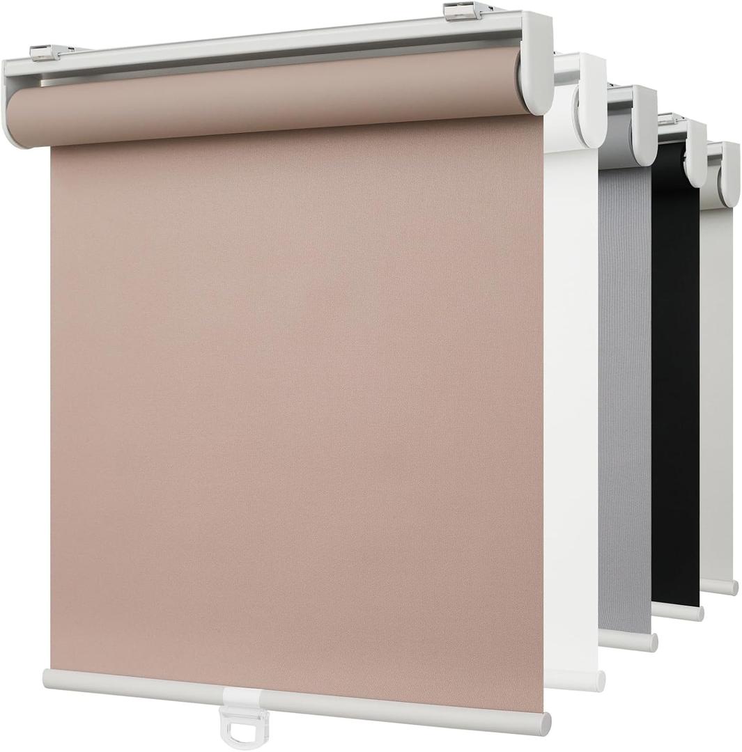 Cordless Blackout Roller Shades for Indoor Windows,Brown,40"W x 72"H