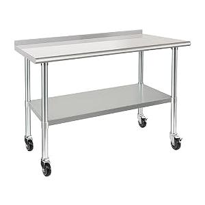 Stainless Steel Prep and Work Table with Wheels Kitchen,40x24in Multi-Size