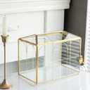 Glass Card Box with Slot, 10.2 inch Large Gold Clear Card Box for Wedding Receptions, Decorative Storage Box with Lock for Baby Shower, Birthday Party, Bridal Shower