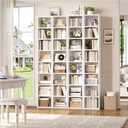 FOTOSOK White Bookshelf 8-Tier Media Tower Rack, 11.6 X 9.3 X 70.9 Inches CD DVD Slim Storage Cabinet with Adjustable Shelves, Tall Narrow Bookcase Display Bookshelf for Home Office, White