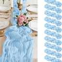 10Pack Baby Blue Cheesecloth Table Runner, 10FT Gauze Cheesecloth Fabric Semi-Sheer Runner for Wedding Reception, Boho Rustic Wedding Party Sheer Bridal Shower Decor (10Pack-35120 Inch)