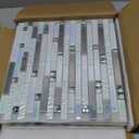 Blujellyfish Glass Metal Tile Iridescent White Glass Silver Mirror Stainless Steel Blends Interlocking Strip Wall Tiles TSTNB01 (Pack of 5 Sheets)