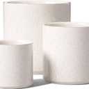 LE TAUCI Ceramic Pots for Plants, 10/8/6 Inch Indoor Planters with Draiange Hole, Silicone Plug & Mesh Pad, Modern Minimalist Pots for Home Office, Set of 3, Glossy, Linen Birch