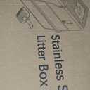 Stainless Steel Litter Box | XL Enclosed Cat Litter Boxes with Lid for Big Cats | High Sided, Anti-Urine Leakage | Non-Stick Bottom & Includes Litter Mat & Metal Scoop (Silver Gray)