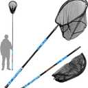 Fiblink Large Fishing Net, Carbon Fiber Fish Net with Telescoping Handle, Collapsible Landing Net 10.9ft, Lightweight Long Cast Net for Bass, Trout, Salmon (131" Full)
