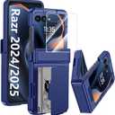 GooseBox for Motorola Razr 2025 Case Wallet RFID Card Holder&Hinge Protection&HD Screen Protector, Full Body Shockproof Cover for Motorola Razr 2025/Razr 2024(Blue)