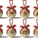 Vintage Christmas Decor 16Pcs - Vintage Christmas Ornaments Tree Decorations Hanging Balls, Classic Decorations Ball 2.36 Inch for Xmas Tree Party Home Holiday
