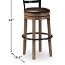 Signature Design by Ashley Pinnadel 30" Modern Swivel Pub Height Barstool, Light Brown