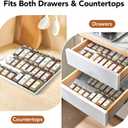 Spice Drawer Organizer 3-Tier Expandable (11"-22" Wide), Spice Rack for Cabinet with Funnel & Spice Labels, Fits Large Jars, Seasoning Storage Insert Design for Cabinet & Drawer (White)