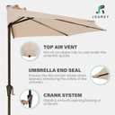 JEAREY 9ft Half Umbrella Outdoor Patio Umbrella Market Umbrellas with Crank, 1/2 Round Wall Umbrella 5 Sturdy Ribs UV Protection for Pool Garden Balcony Deck, Beige