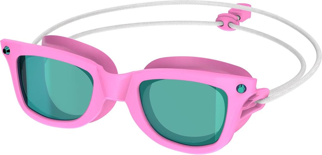Speedo Unisex-Child Swim Goggles Sunny G Ages 6-14 Junior (One Size, Seasider Flamingo Pink/Jade/Emerald)