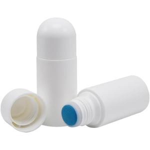 4Pcs White 50 ml Sponge Head Plastic Liquid Applicator Bottles with Sponge Refillable Deodorant Bottles for Cosmetic Essential Oil Pump Dispensers Refillable Containers, Pump Dispensers