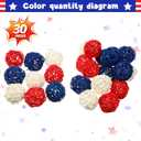 30 Pcs Patriotic Rattan Balls 4th of July Decorative Balls for Bowl 1.8 Inch Red White Blue 250th Anniversary Table Wicker Ball for Bowl Filler Vase Filler Spheres Independence Day Home Decoration