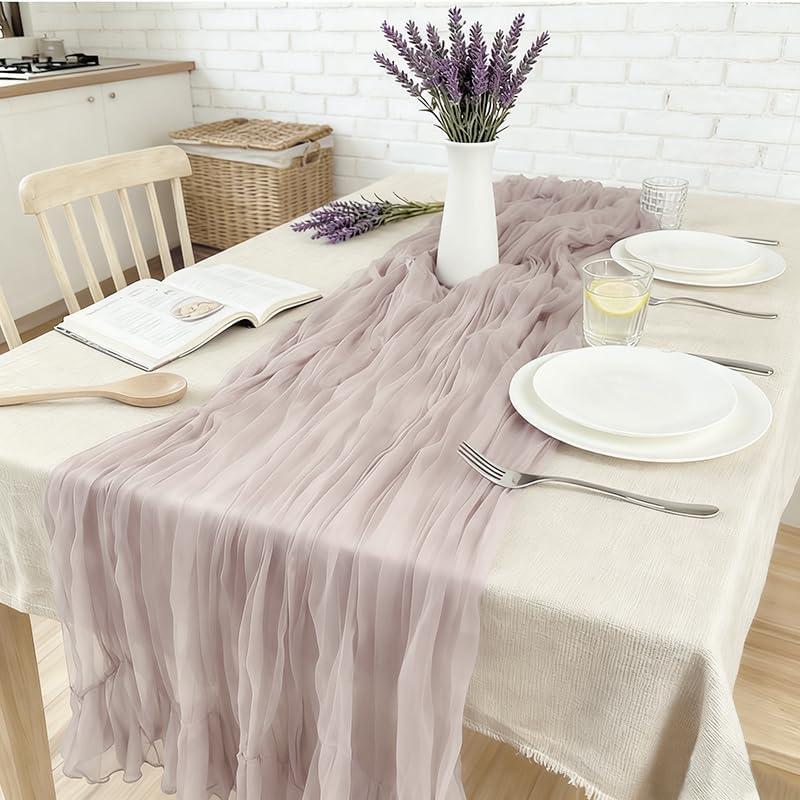 Cheesecloth Table Runner Cheese Cloth Sheer Boho Rustic Gauze 120 Inch 10FT for Wedding Party Birthday Home Decor (Dusty Pink, 1 Pack)