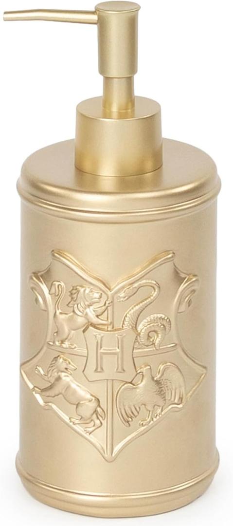 Jay Franco Harry Potter Soap Dispenser - Gold Hogwarts Crest Resin Lotion Pump - Bathroom Dcor