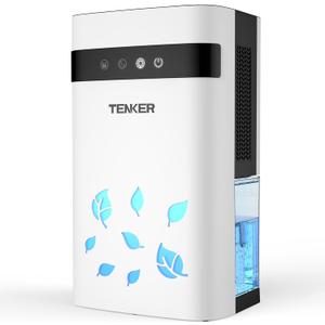 TENKER Dehumidifier for Home, 77oz Water Tank (1000 sq.ft) Dehumidifiers, Quiet Dehumidifier with Auto Shut Off, Sleep Mode, 7-Color LED Light for Closet Bedroom Bathroom RV, White