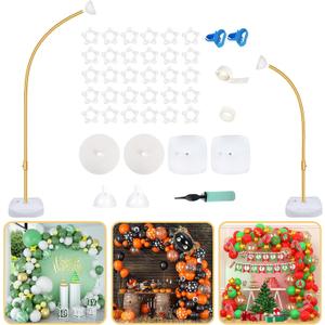 Bazen Upgraded 8.2ft & 5ft Balloon Arch Kit Glod Free Bending Shape Deformation Balloon Column Stand Half Arch Balloon Stand with Base Balloon Arch Frame for Wedding Baby Shower Birthday Decoration
