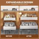 Seinloes 4 Pack Expandable Width (15.15"-26.3") Pull Out Cabinet Organizer 21" Deep with Raising Pad for Framed Cabinets, Upgrade 3 Slide Rails Slide Out Drawers, Roll Out Shelves Adhesive, White