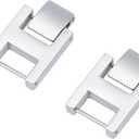 WEBEEDY 2 PCS Silver Watch or Bracelet Fold Over Clasp, 8.5mm Stainless Steel Watch Extension Clasp Square Metal Strap Replacement Accessories for Jewelry Making Women DIY Craft Supply, 0.63x0.95 Inch