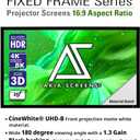 Akia Screens Fixed Frame Projector Screen 110-Inch, 16:9, Wall Mount, CINEWHITE UHD-B, 4K/8K Ready, Indoor Home Theater, AK-FF110WH2