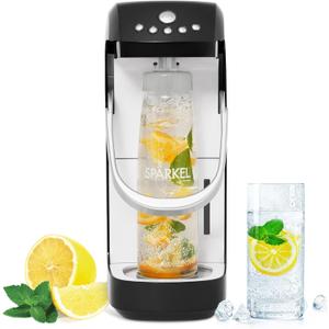 Sprkel Beverage System | Black Sparkling Water Maker | No CO2 Tank Needed | Carbonated Water Machine that Uses Fresh, Natural Ingredients | Soda Maker | 5 Unique Carbonation Levels