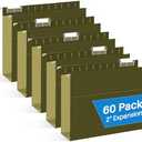 Extra Capacity Hanging File Folders, RAZCC 60 Pack Letter Size Reinforced Hanging Folders with Heavy Duty 2 Inch Expansion for Bulky Files, Filing Cabinet, Adjustable Tabs, Green