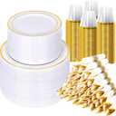 Sylans 700PCS Gold Dinnerware Set Disposable for 100 Guests