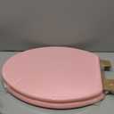 Pink Elongated Toilet Seat Natural Wood Toilet Seat with Zinc Alloy Hinges, Easy to Install also Easy to Clean, Scratch Resistant Toilet Seat by Angol Shiold (Elongated, Pink)