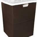 Foldable Large Laundry Hamper With Laundry Bag - Premium Durable Non-Woven Fabric, Plastic Board, Extra-Large Size, Space-Saving & Compact Clothes Basket With Metal Handles (Brown)