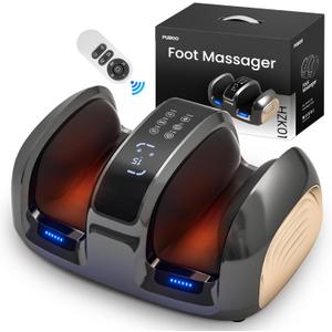 Shiatsu Foot Massager with Heat for Plantar Fasciitis and Calf Circulation Relief, Neuropathy Pain, Wireless Remote Electric Design Premium Gift for Fathers, Fits Large Feet with 3 Modes & Timer 