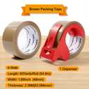 Anyknow Brown Packing Tape 6 Rolls Heavy Duty Packing Tape with 1 Dispenser - 2.5mil x 1.88" x 60Y Strong Adhesive Packaging Tape for Carton Sealing, Shipping, Mailing & Storage
