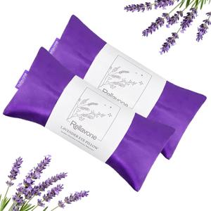 Lavender Eye Pillow for Relaxation, Yoga, Sleeping, Washable Weighted Eye Mask with Natural Flaxseeds & Lavender for Headache, Sinus, Dry Eyes Relief, Meditation Accessories, 2PK