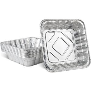 PLASTICPRO Disposable 10'' X 10'' X 3'' Inch Square Aluminum Tin Foil Baking Pans Bakeware - Cookware Perfect for Baking Cakes, Breads, Brownies, Bread, Meatloaf, Lasagna, Pack of 10