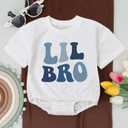 2 x 2PCS Baby Boy Little Bro Romper Set, Baby Bodysuit, Newborn Boy Gift, Baby Boy Outfit, Cute Little Bro Baby Outfit