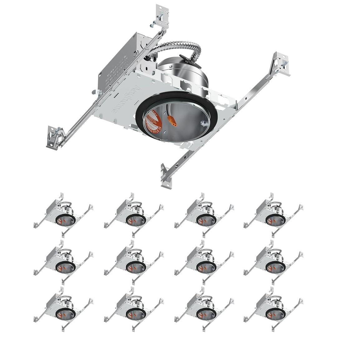 12 Pack 4 Inch Recessed Lighting Housing, 2024 Version IC Rated & Air Tight Can Light Housing New Construction, Recessed Retrofit Downlight Housing, TP24 Connector, ETL Listed