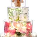 4 PCS Acrylic Cake Stand with LED Lights, 4/6/8/10 Inch Clear Cake Stand Fillable Cake Riser Round 4 Tier Case Box for Birthday Wedding Holiday Party (4PCS)
