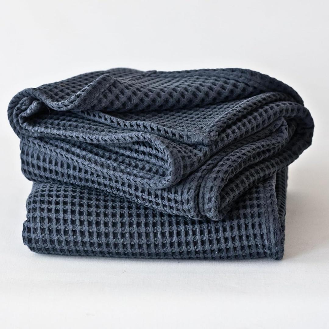 Premium Oversized Waffle Bath Towel Pack of 2 Extra Large 35x71 inch - 100% Turkish Cotton, Waffle Weave, Quick Dry, Lint Free, Thin Bath Sheet Towel (Anthracite, Set of 2 Bath Towels)
