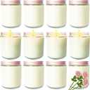 12 Pcs 8 Oz Bulk White Soy Candles,Rose Scented Candles Set,Bulk Aromatherapy Candle,Great Stress Relieving Scented Candle for Girls as a Gift for Birthdays, Weddings and More!