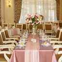TURSTIN 1 Pack Rose Gold Satin Tablecloth 102 x 58 Inch Overlay Satin Table Cover Rectangle Bright Silk Tablecloth Smooth Fabric Table Decoration for Wedding Banquet Party Events